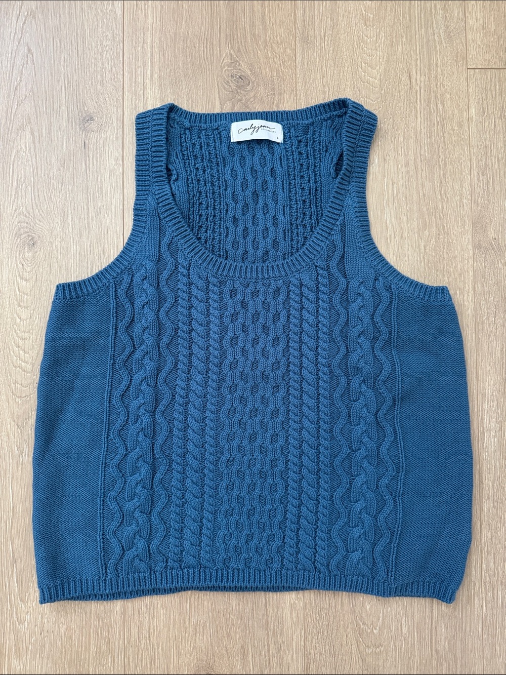 Carly Jean Los Angeles Teal Cable Knit Sweater Tank
